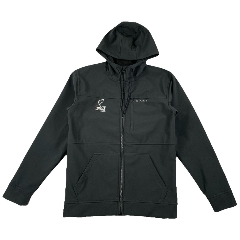 Simms Rogue Fleece Hoody Softshell Jacket Men's Small Black Trout Unlimited